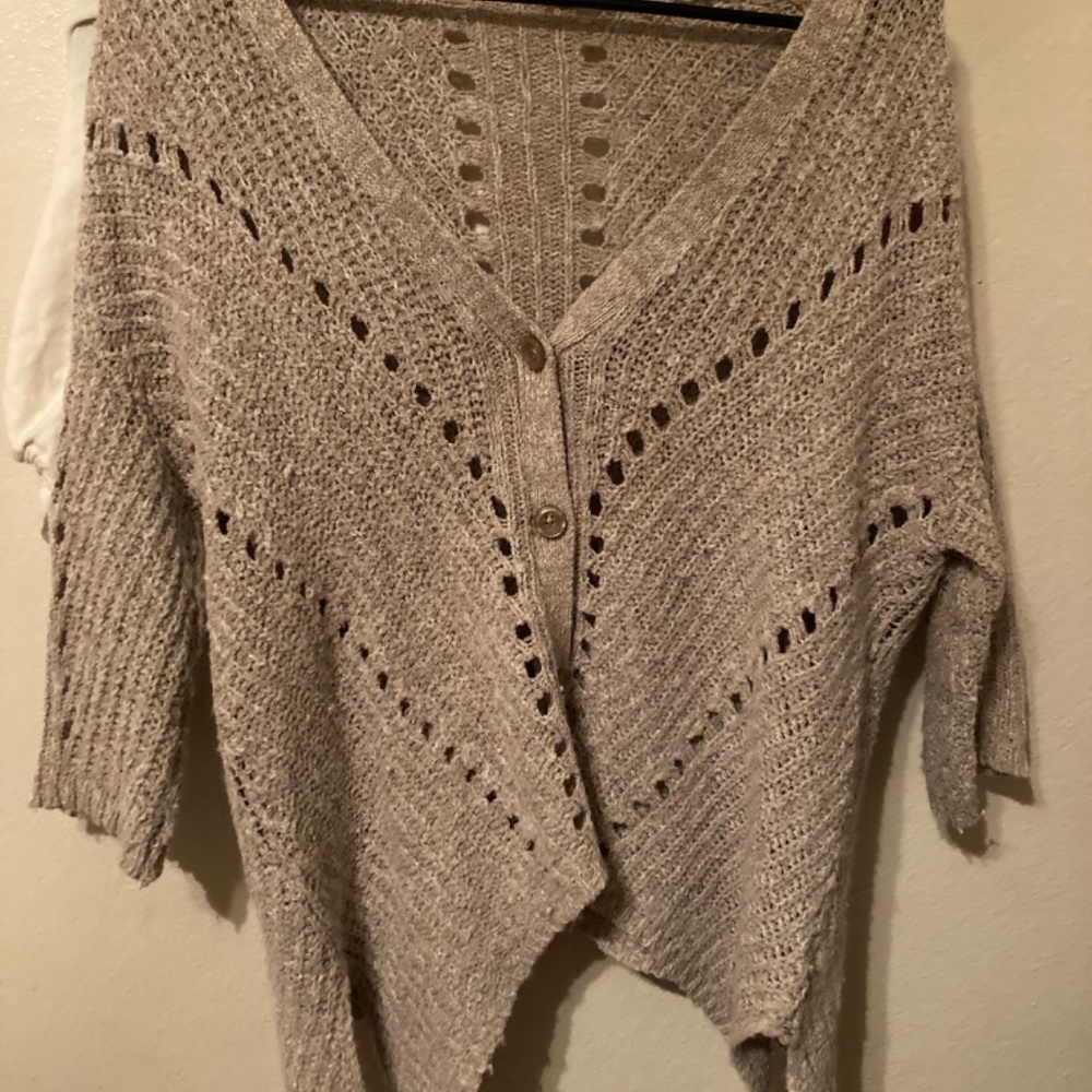 Moth Vintage Brown Sweater Button Uneven hem Sweater Knit Woven Top Wool - Picture 2 of 4